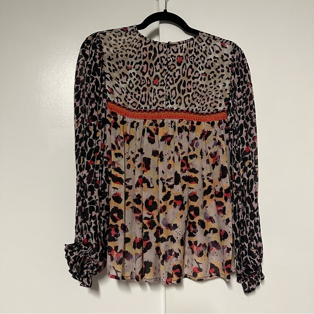 Anthropologie Blank London Joelle Leopard Print Peasant Blouse Size XS - Picture 8 of 8